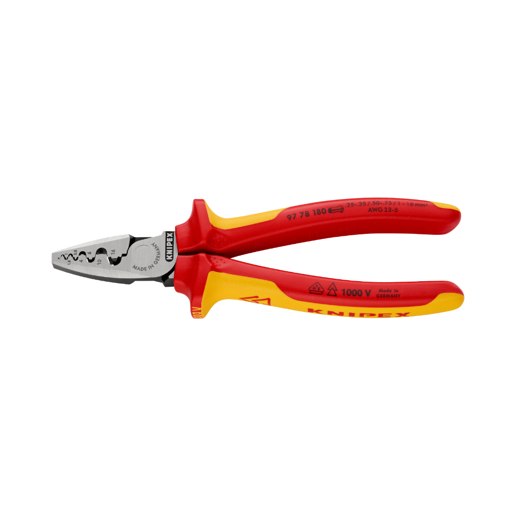 KNIPEX Crimping Pliers VDE 180 mm คีมย้ำและปอกปลาย 180 มม. รุ่น 9778180