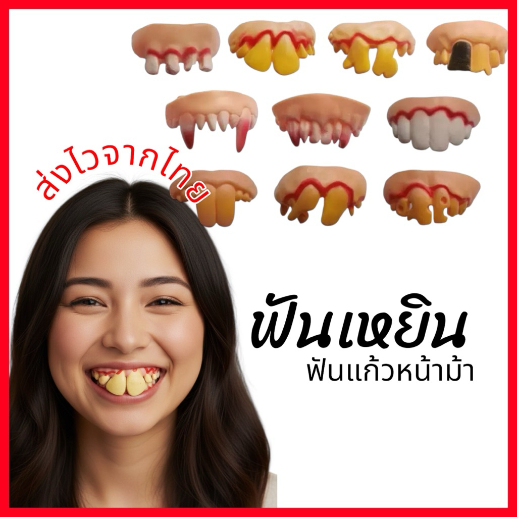 พร้อมส่งจากไทย ฟันเหยิน ฟันแก้วหน้าม้า ฟันตลก อุปกรณ์แต่งปาร์ตี้