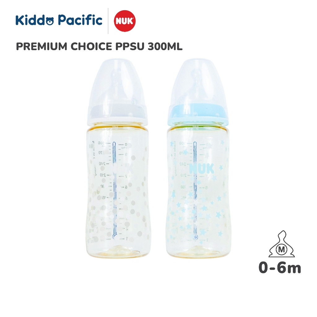 NUK PREMIUM CHOICE PPSU 300ML M 0-6M ขวดนม พร้อมระบบควบคุมอุณหภูมิ