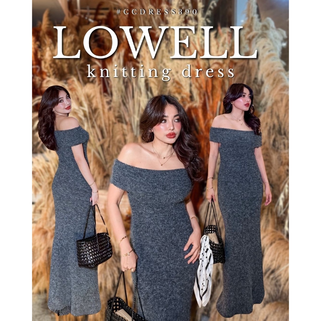 Chuuclothing Lowell knitting dress [พร้อมส่ง] Navy / Gray / Bronze] เก็บโค้ดหน้ากิจกรรม