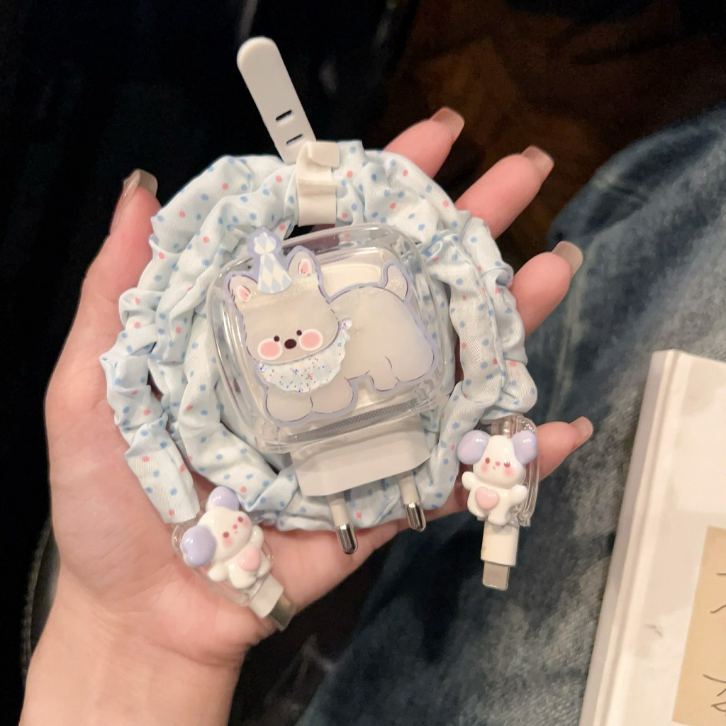 【 หมาใส  】 ลายการ์ตูน ตัวถนอมสาย พร้อมส่งจากไทย ชุดพันสาย เคสหัวชาร์จ USB 20w 18w 35w
