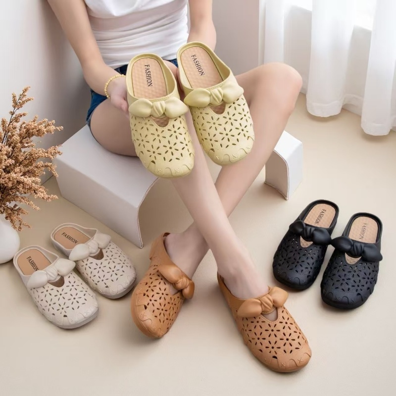 รองเท้าสตรี Baotou Semi Flop ฤดูร้อนใหม่แฟชั่น Lazy Outwear รองเท้าแตะถ้ำรองเท้าสุภาพสตรีรองเท้าแตะ 36-41