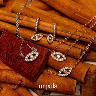 URPALS ต่างหู สร้อยคอ สร้อยข้อมือ Evil Eyes Stainless ชุบทอง 18K สุดหรู ฝังเพชร CZ แพ้ง่ายใส่ได้