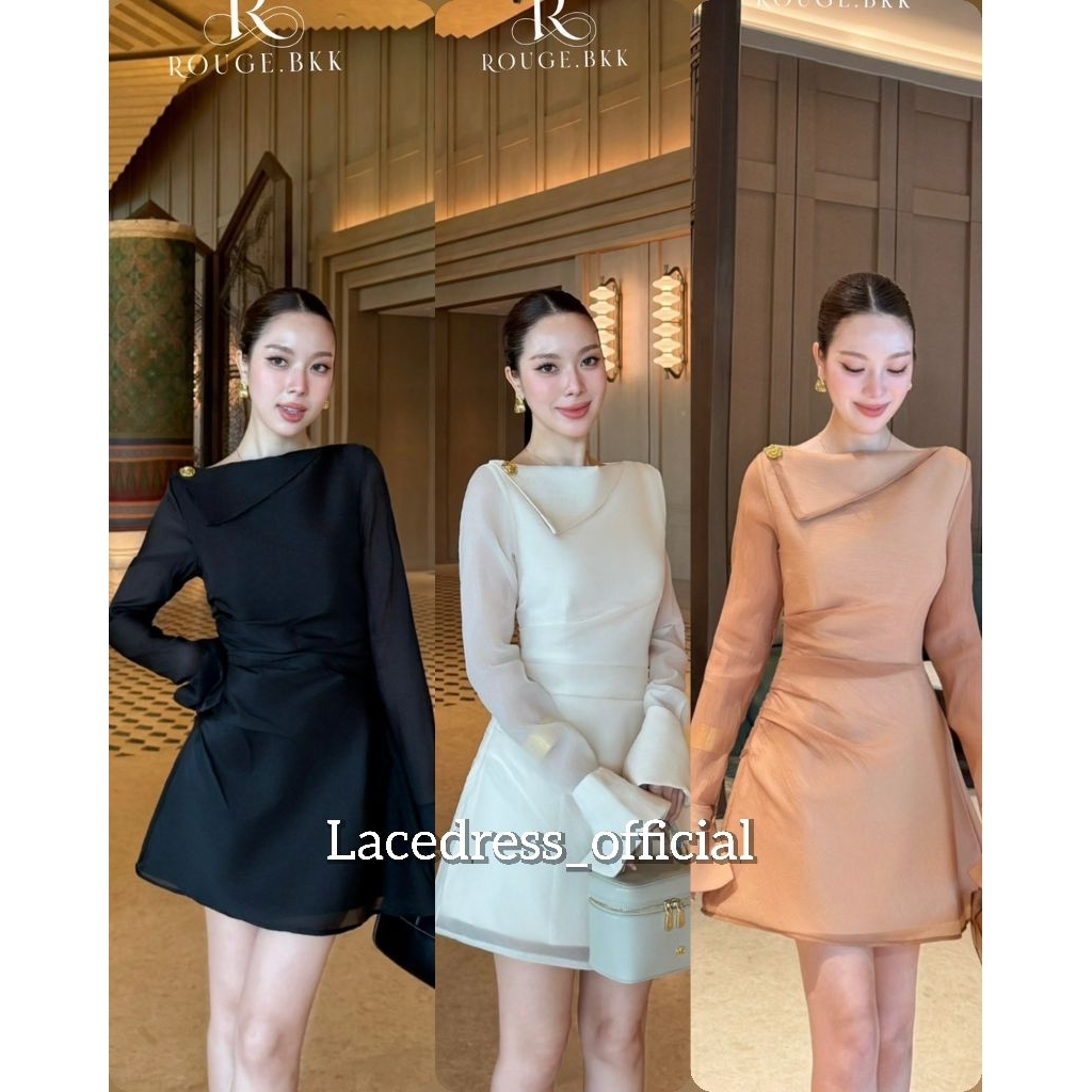 Rouge.bkk/เดรสสั้นสุดหรูออกงานน่ารักแขนยาว
