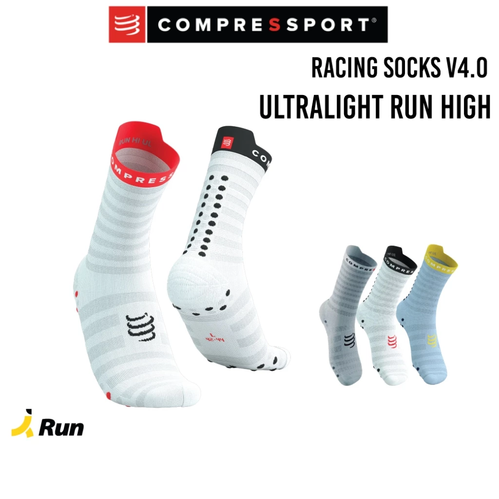 Compressport Pro Racing Socks v4.0 รุ่น Ultralight Run High ถุงเท้ารุ่นเบาพิเศษ ข้อยาว Bananarun