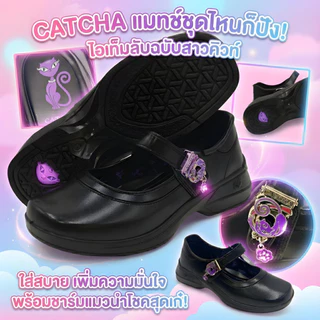 รองเท้านักเรียนหญิง CATCHA รุ่นใหม่ล่าสุด รองเท้านักเรียนหญิงหนังดำ Size 31-42