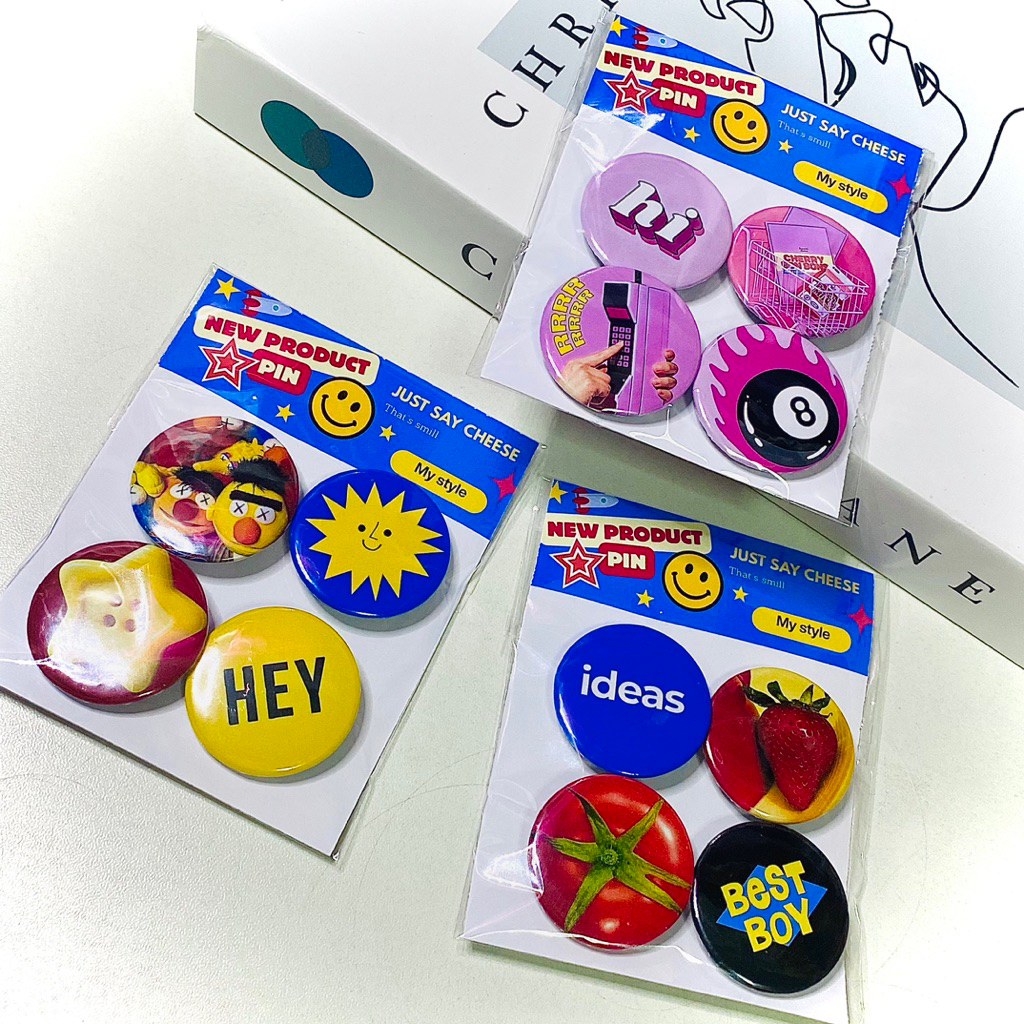 เข็มกลัดติดกระเป๋า(4ชิ้น:1set)ขนาด3.2cm