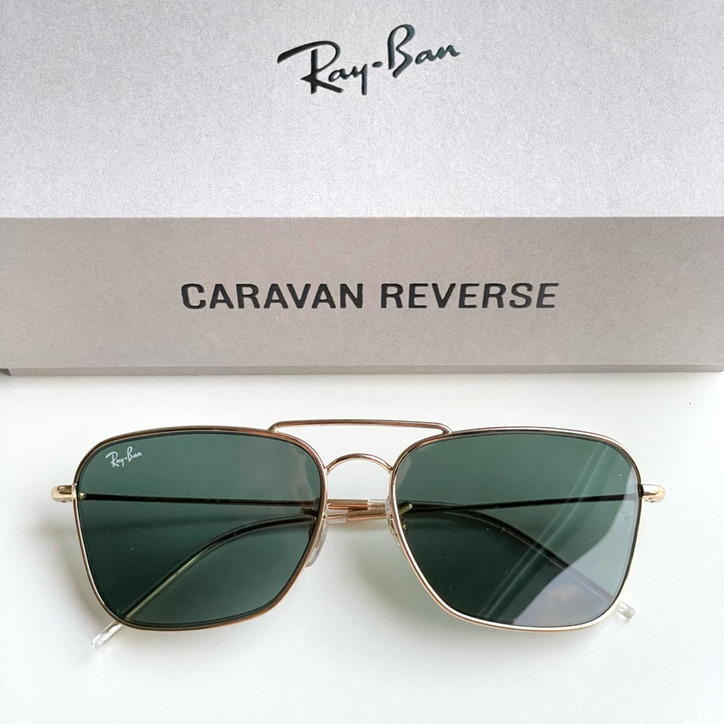 RAY-BAN CARAVAN REVERSE แท้ 💯 แว่นกันแดด แว่นตา แว่น เรย์แบน เรแบน rayban aviator sunglasses ao amer