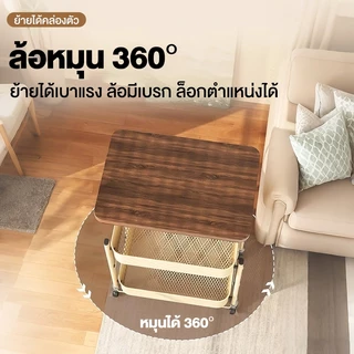 BMZAR ชั้นวางของ ชั้นวางของพับเก็บได้ ร้อมล้อเลื่อน+ที่จับ ชั้นวางของรถเข็น 2 ชั้น ทำด้วยไม้ แข็งแรงกันสนิม