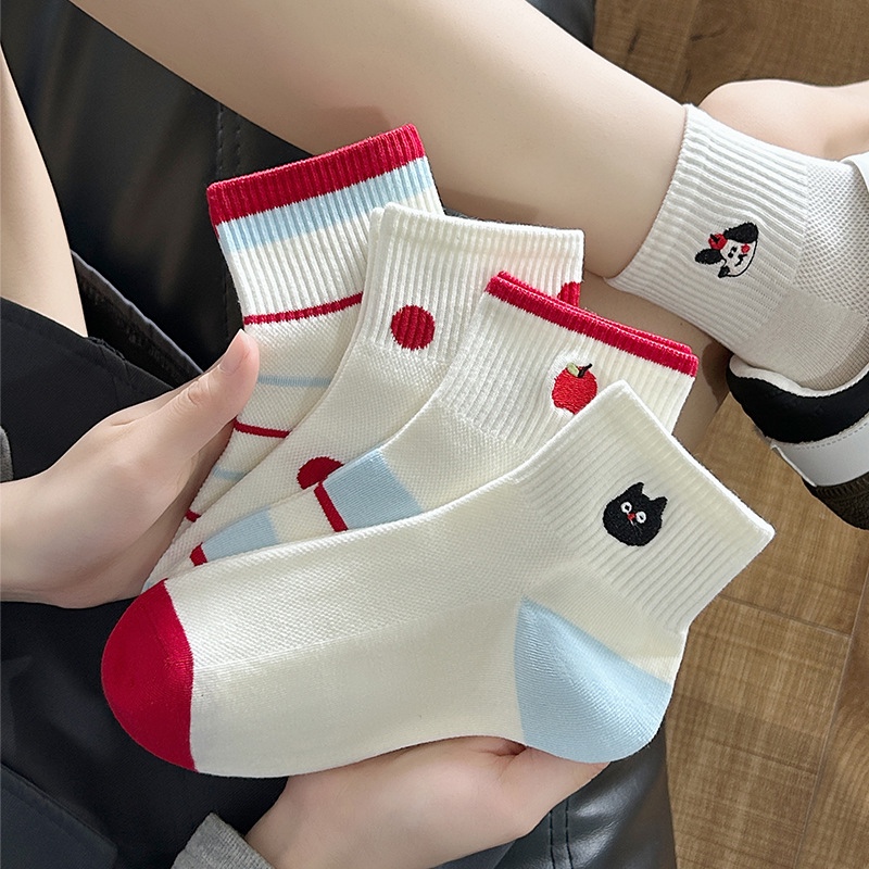 ถุงเท้า ถุงเท้า​ข้อสั้น ถุงเท้าลายน่ารัก ผ้า cotton นิ่ม ช่วยซับเหงื่อกันอับเท้า #SK03