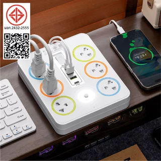 Panasi ปลั๊กไฟ 6ช่อง 2USB-2Type-c สามตา3ตา ปลั๊กพ่วง รางปลั๊กไฟ มาตรฐาน มอก. 10A 2300W power socket พร้อมสวิตช์ปิด-เปิด