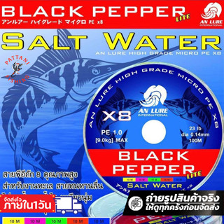 สายพีอีอั๋นลัวร์ แบล๊คแปปเปอร์ Anlure Black Pepper x8 saltwa…