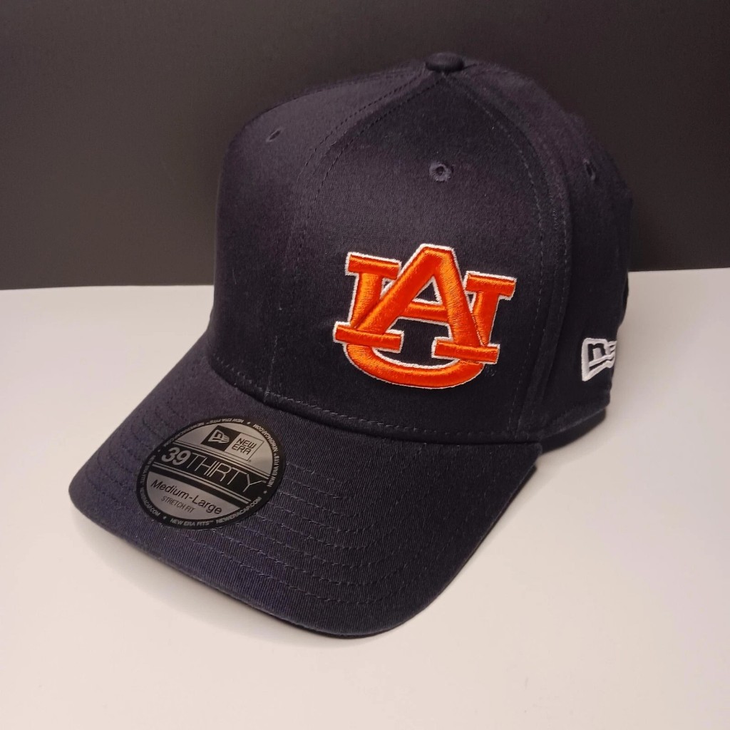 หมวก New Era 39 Thirty Auburn Tigers Hat Cap Mens Stretch Fit Size M-L NCAA Black ของใหม่ ของแท้ 100