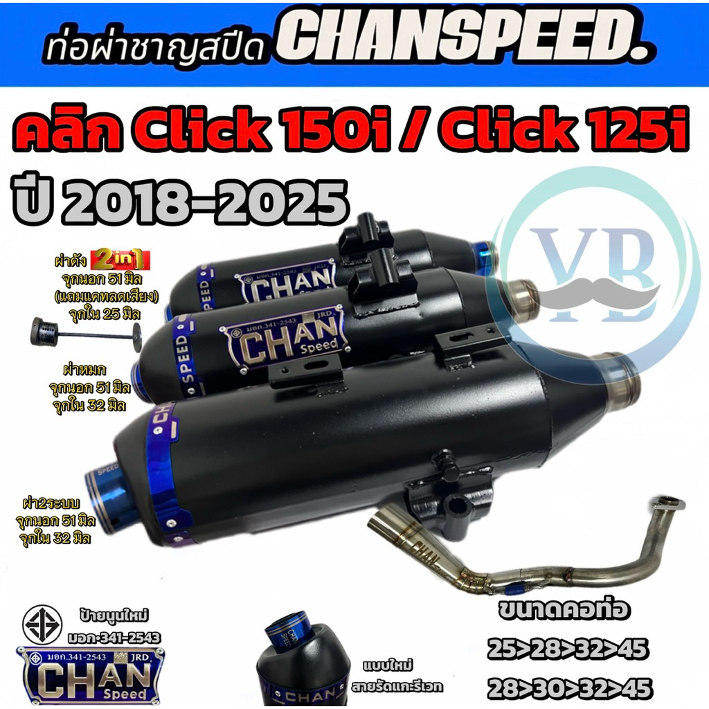ท่อชาญสปีด คลิกClick 150i/Click 125i ปี2018-2025 งานChanspeed คอไล่สปริง