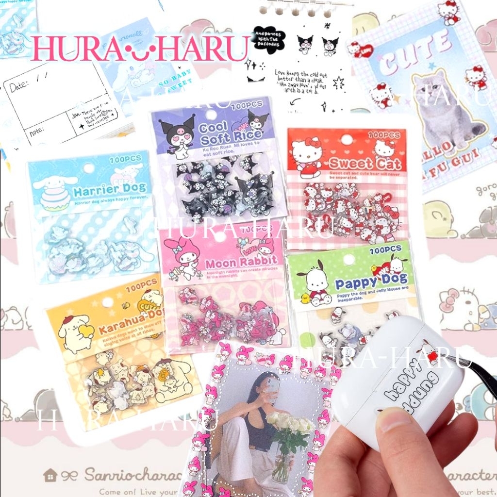 100 แผ่น สติ๊กเกอร์ Sanrio  ดีไซน์น่ารัก