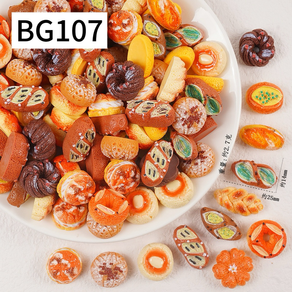 ( จำนวน 50 ชิ้น )อาหารและของเล่นจำลองขนมปังขนาดเล็ก อาหารจิ๋วและของเล่น ของประดับตกแต่งขนาดเล็ก เรซิ่น DIY เครื่องประดับ - รูปที่ 6