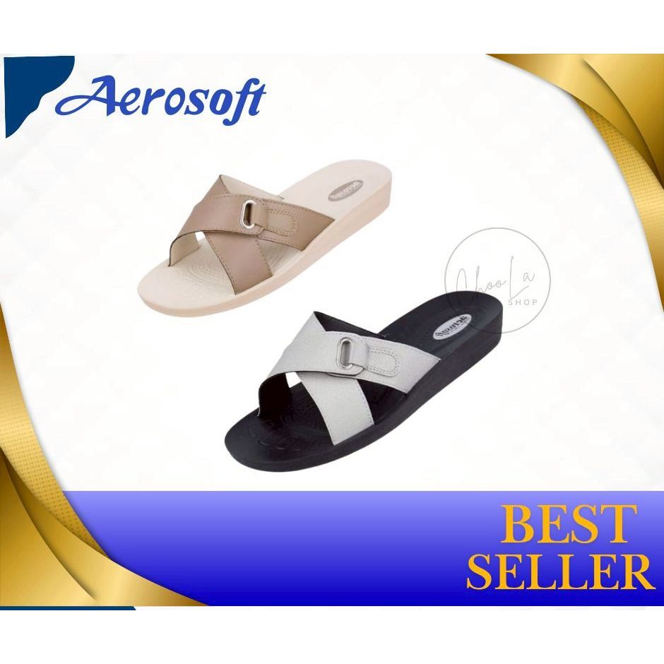 Aerosoftรองเท้าแตะผู้หญิงเพื่อสุขภาพ ลำลองเดินเบาสบายเท้าเปิดส้น งานสวย แอโรซอฟร