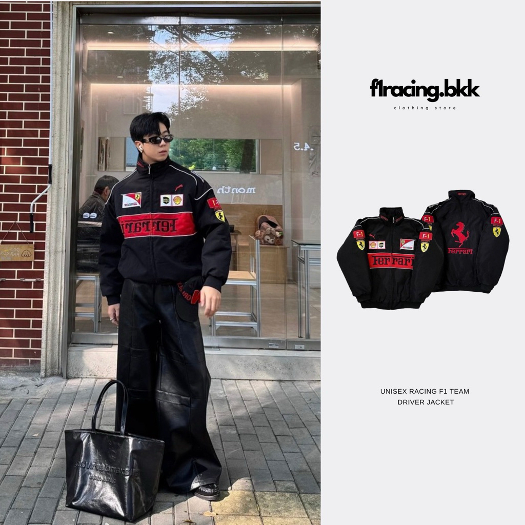 [พร้อมส่ง ] Racing Jacket  สีดำงานสวย งานปักทั้งตัว ️