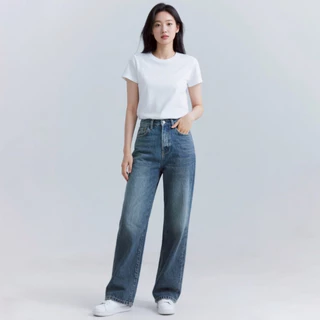 haas :WOMEN’S JEANS กางเกงยีนส์เอวสูง ผ้ายืด ทรง Straight Leg Jeans รหัส HBSN5360