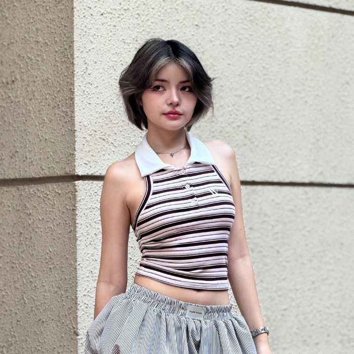 WARM WEARS - ESTHERIE เสื้อโปโล เสื้อครอปคอปกคล้องคอ