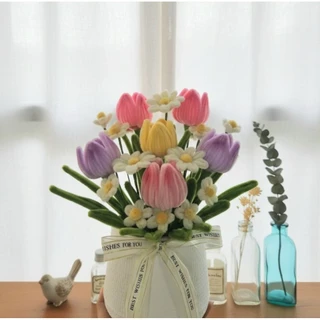 🌻กระถางดอกไม้ลวดกำมะหยี่✨️ของขวัญรับปริญญา วาเลนไทน์ วันเกิด โอกาศต่างๆ🌹🌷🌻