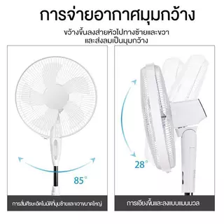 พัดลมตั้งพื้นขนาด16นิ้ว, พัดลมตั้งโต๊ะ, ปรับความเร็วลมได้3ระดับ, แรงลมจัด, ใบพัด5ใบ, เสียงเงียบขณะทำงาน, ประหยัดพลังงาน