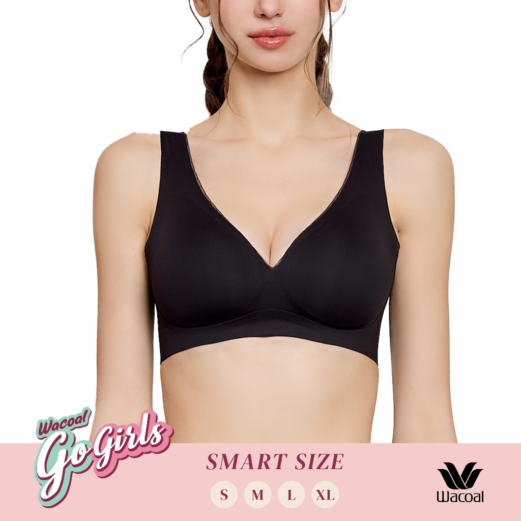 Wacoal ชุดชั้นเนียน บราไร้โครง Smart Size ฟองน้ำบาง รุ่น WB3Y34 สีดำ (BL)