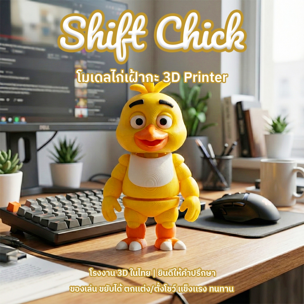 Art Toy ไก่เหลือง 3D Print โมเดลขยับได้ Flexible Action Figure ของขวัญวันเกิด ของตกแต่งห้อง