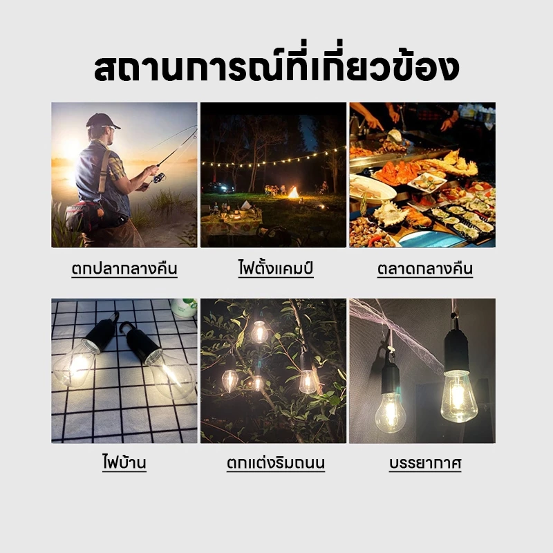 หลอดไฟ หลอดไฟ led ชาร์จ USB ไฟฉาย 3 โหมด หลอดไฟพกพา กันน้ํา IP67 ไฟแคมป์ปิ้ง ประหยัดพลังงานมาก thumbnail 10