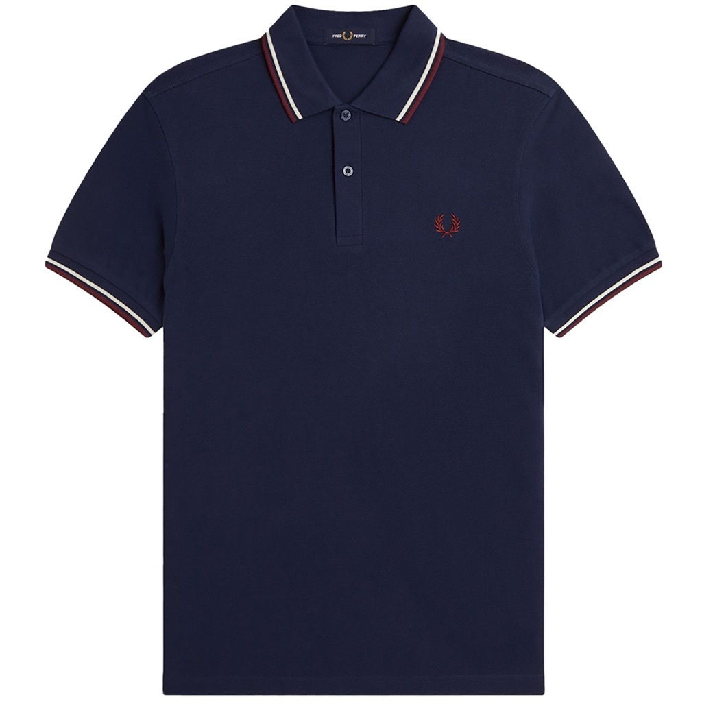 Fred Perry Twin Tipped Polo Shirt in Tennis Blue/Oxblood