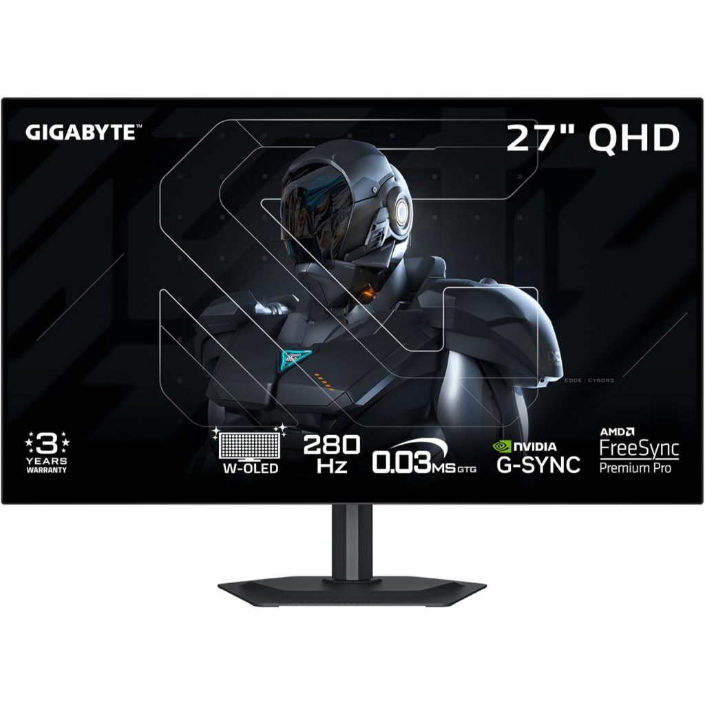GIGABYTE MO27Q28G 27 Inch, 4th Gen WOLED QHD TANDEM TECHNOLOGY Gaming Monitor - 2K QHD, 280Hz, 0.03m