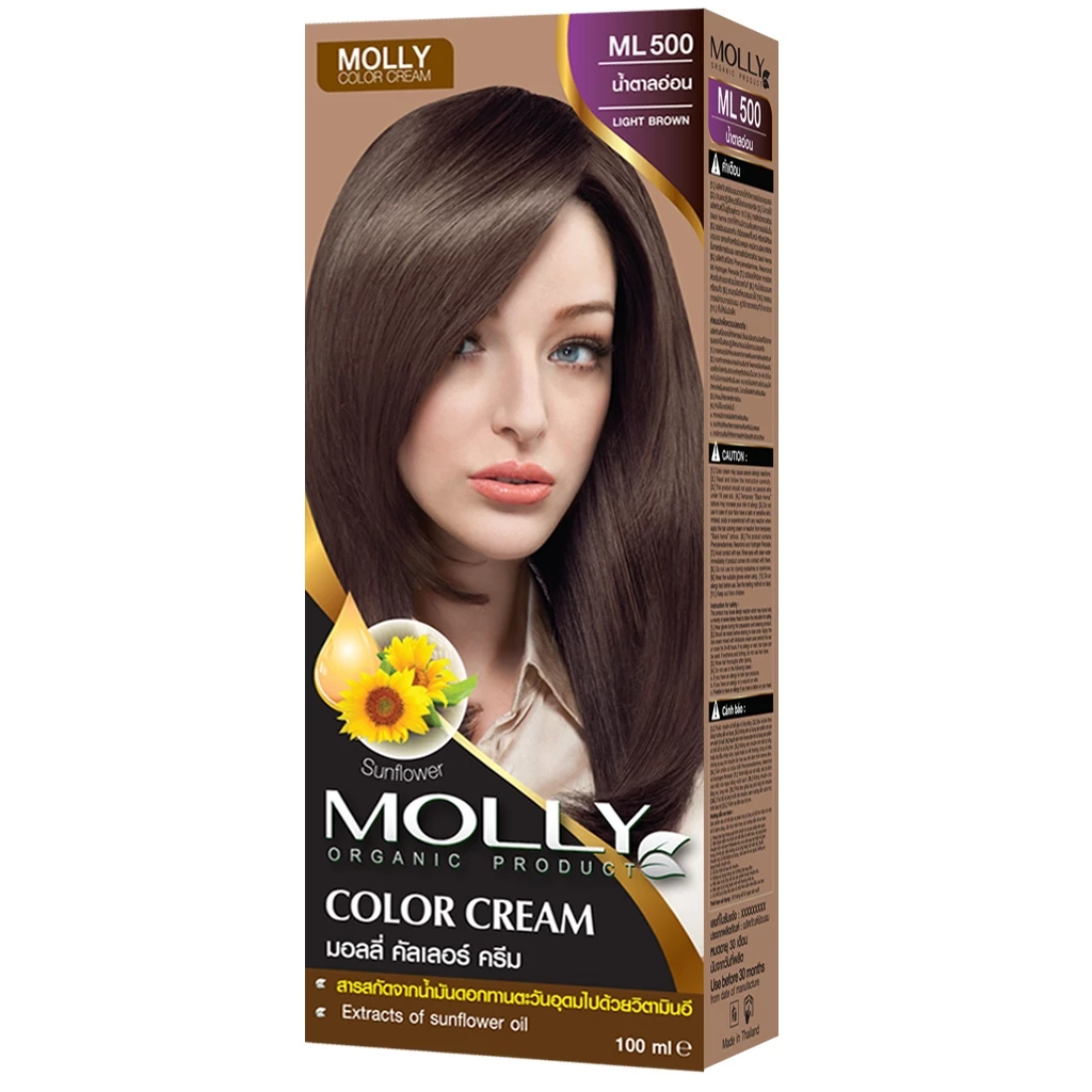 Molly Color Cream ML500 มอลลี่ ครีมย้อมสีผม สีน้ำตาลอ่อน
