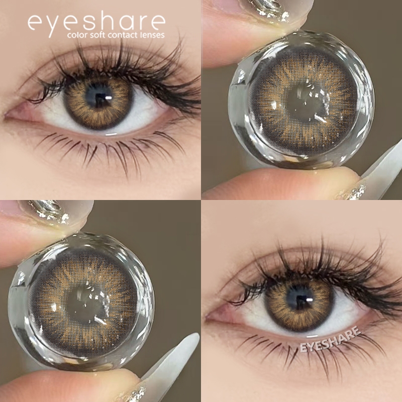 Eyeshare คอนแทคเลนส์สำหรับคนสายตาสั้นหนึ่งคู่ 0-600 องศา คอนแทคเลนส์สีน้ำตาล DIA14.0mm ตาโต