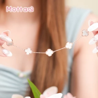 Motta Lucky Blooms Online Exclusive สร้อยข้อมือชุบทองคำขาว ใบโคลเวอร์ ดีไซน์สวยหรู สไตล์แฟชั่น