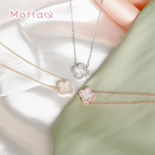 Motta Lucky Blooms Online Exclusive สร้อยคอชุบทองคำขาว ใบโคลเวอร์ ดีไซน์สวยหรู สไตล์แฟชั่น