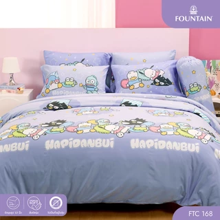 Fountain FTC168 การ์ตูน Hapidanbui ลิขสิทธิ์แท้ Sanrio สัมผัสนุ่มลื่น ชุดเครื่องนอนฟาวน์เทน ผ้าปูที่นอน ผ้านวม