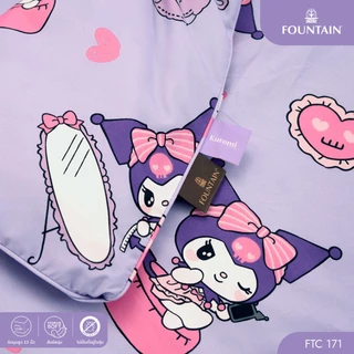 Fountain FTC171 การ์ตูน Kuromi ลิขสิทธิ์แท้ Sanrio สัมผัสนุ่มลื่น ชุดเครื่องนอนฟาวน์เทน ผ้าปูที่นอน ผ้านวม