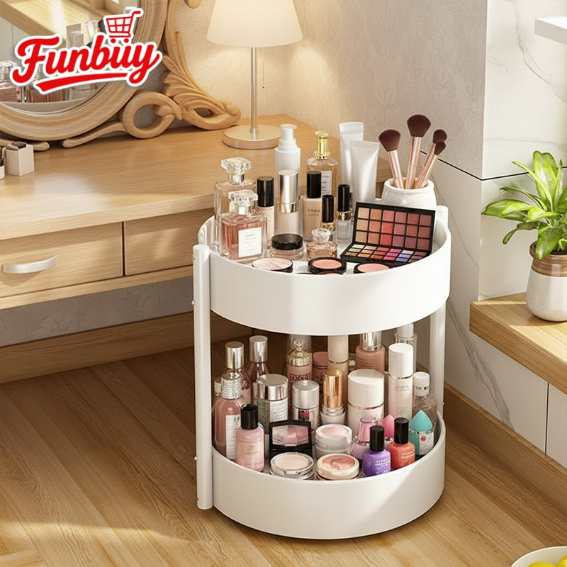 ชั้นวางเอนกประสงค์ 1/2ชั้น เครื่องปรุงรสแบบหมุนได้ หมุนได้ 360 องศา ถาดเก็บเครื่องสำอาง