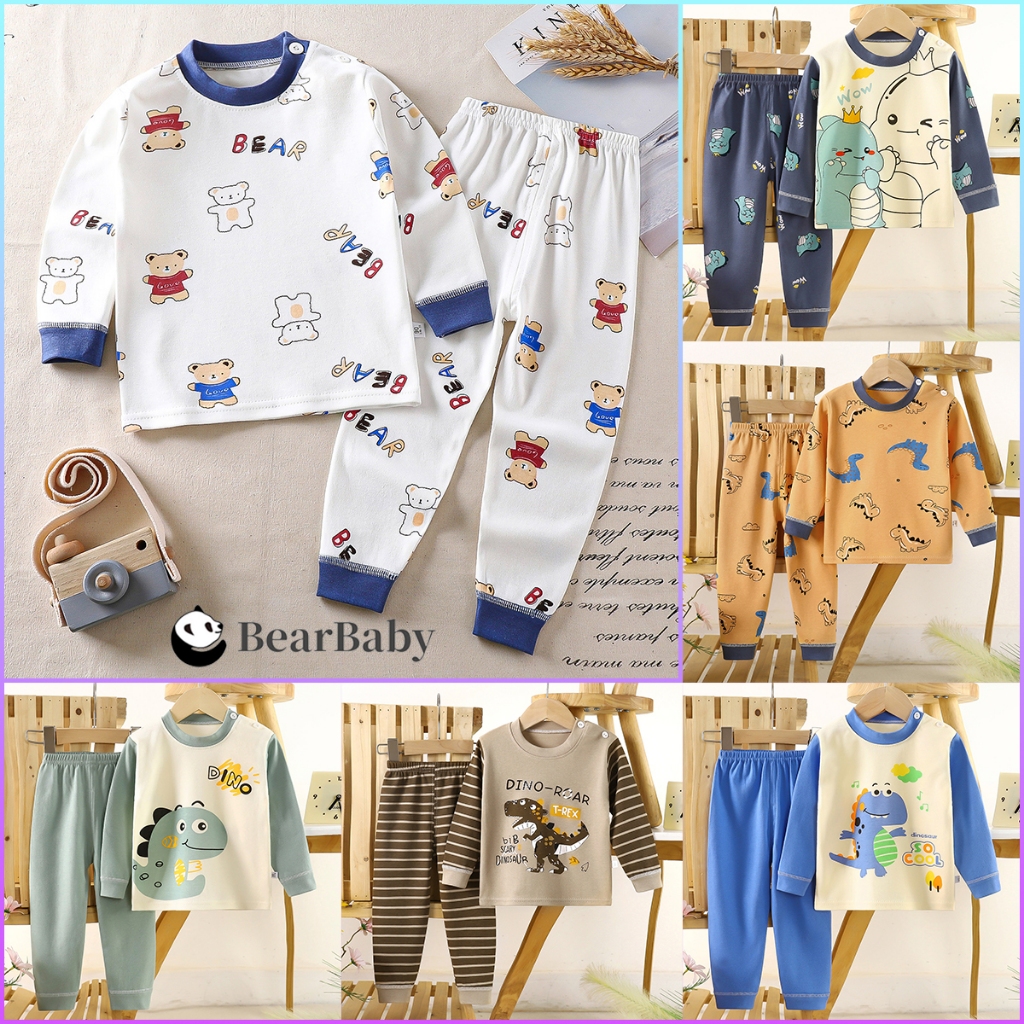 BEAR BABY ชุดนอนแขนยาว ขายาว เสื้อผ้าเด็ก ชุดนอนกันหนาว ผ้าcotton อายุ6เดือน-5ปี