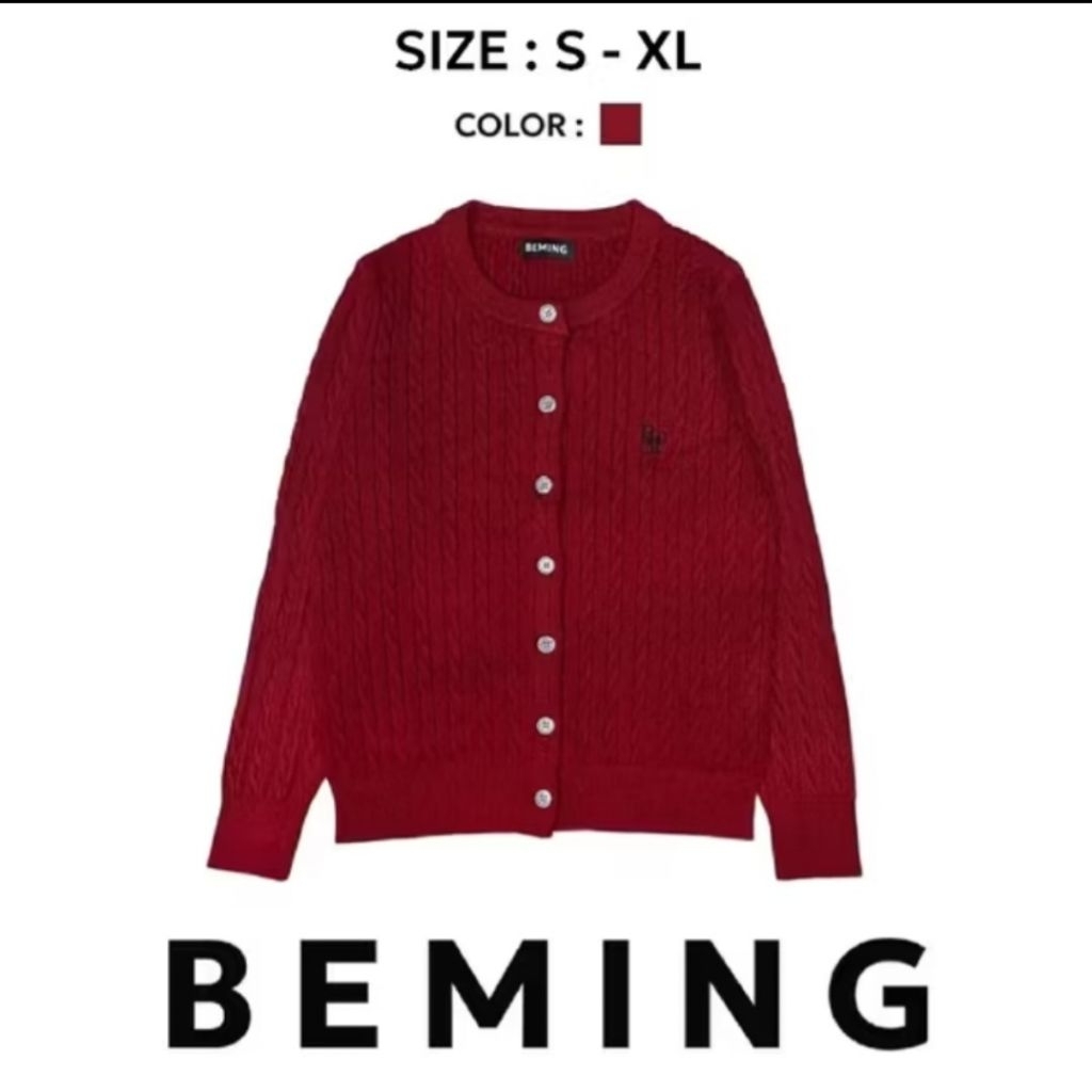 beming top knit cardigan เสื้อคาร์ดิแกนสีแดง (สินค้ามือ 1)