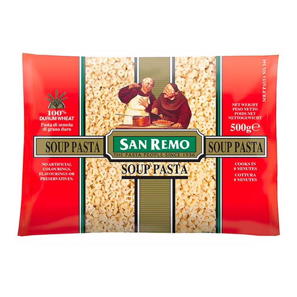 ซานรีโม พาสต้าสำหรับซุป 500กรัม Sanremo Soup Pasta 500g.