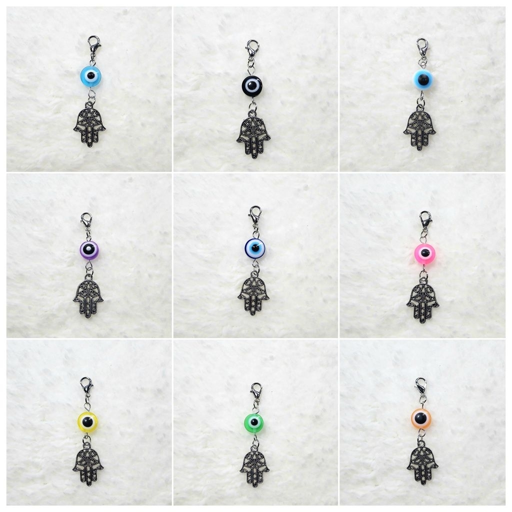 Clip >> จี้ EVIL EYE 🧿 ที่ห้อยมือถือ ที่ห้อยโทรศัพท์ ที่ห้อยกระเป๋า พวงกุญแจ Pendant Hamsa เครื่องรา