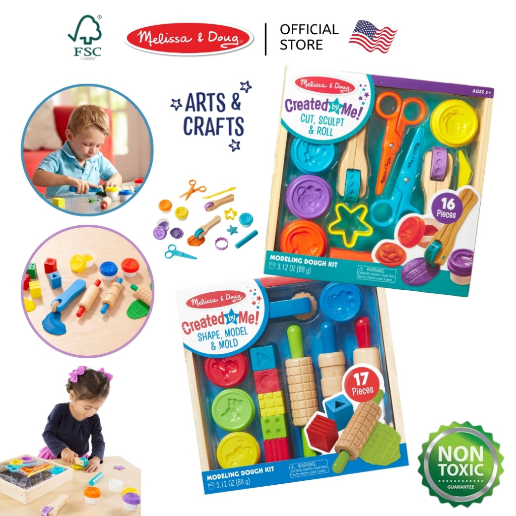 (ของแท้ USA) ของเล่นแป้งโดว์ ปลอดสารพิษ อุปกรณ์ไม้ Shape,Model & Mold Melissa & Doug เล่นโดว์ ฝึกตัด