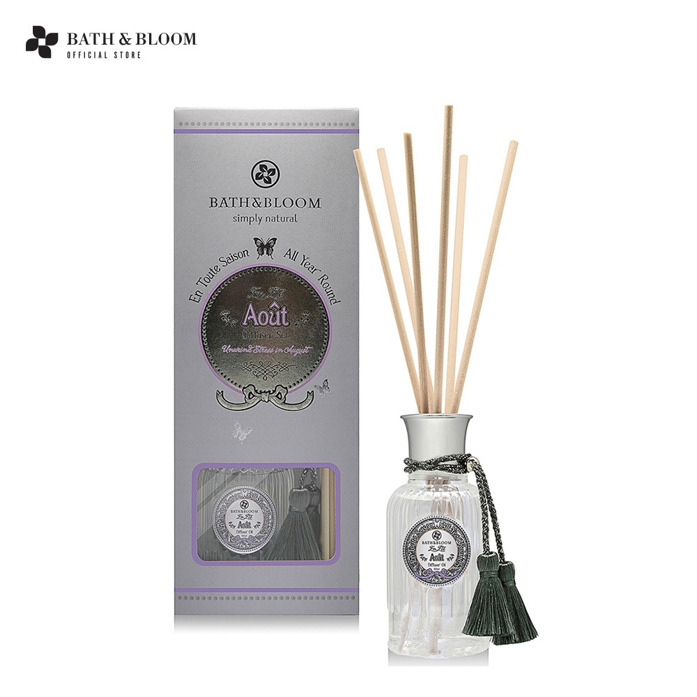 BATH & BLOOM August Diffuser Oil Set 100ml ชุดก้านไม้หอมปรับอากาศ กลิ่นจากดอกลาเวนเดอร์