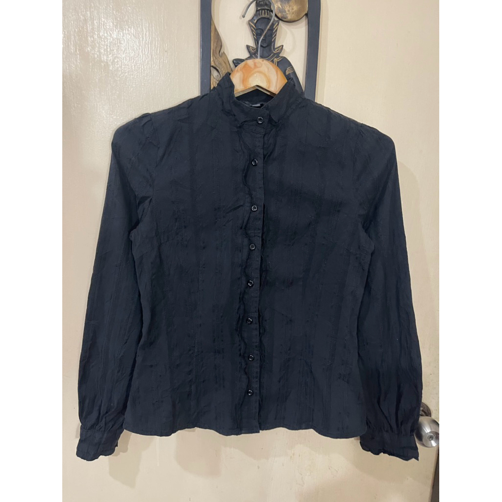 เชิ้ตหญิงสีดำคอจีน G2000แท้อกก่อนยืด33