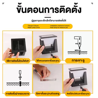 Alisa โคมไฟหัวเสาโซล่าเซลล์ เปิดได้ 3 แสง สว่างค้าง Outdoor garden light กันน้ำIP68 เปิดปิดอัตโนมัติ
