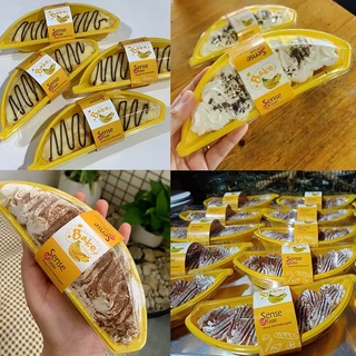 【พร้อมสายคาด】100ชุด กล่องพลาสติกรูปกล้วย กล่องกล้วย กล่องพลาสติกรูปกล้วยหอม กล่องมูสเค้ก กล่องเค้ก กล่องขนม (ถูกสุด)