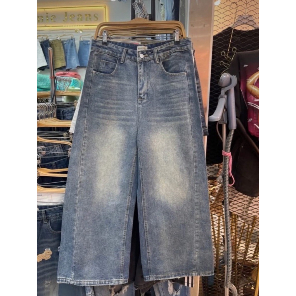 Minnie Jeans 👧🏻🎀🪞🧤💖  รวมกางเกงยีนส์  ทรงขากระบอกใหญ่  ผ้ายีนส์เนื้อดี ผ้าไม่ยืด สาวเท่สาวอวบ