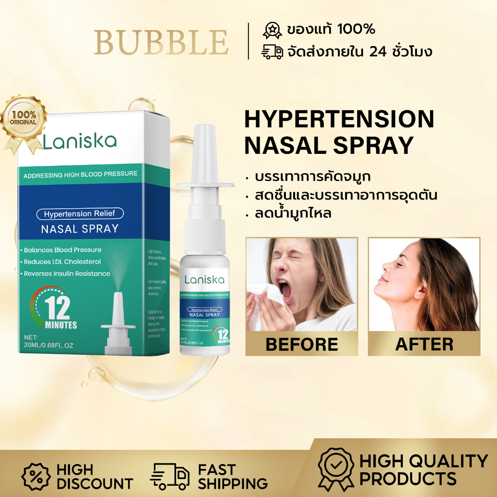 Laniska สเปรย์พ่นจมูก Nasal spray พ่น จมูก แก้ไขปัญหาจมูก คัดจมูก หายใจไม่ออก น้ำมูกไหล