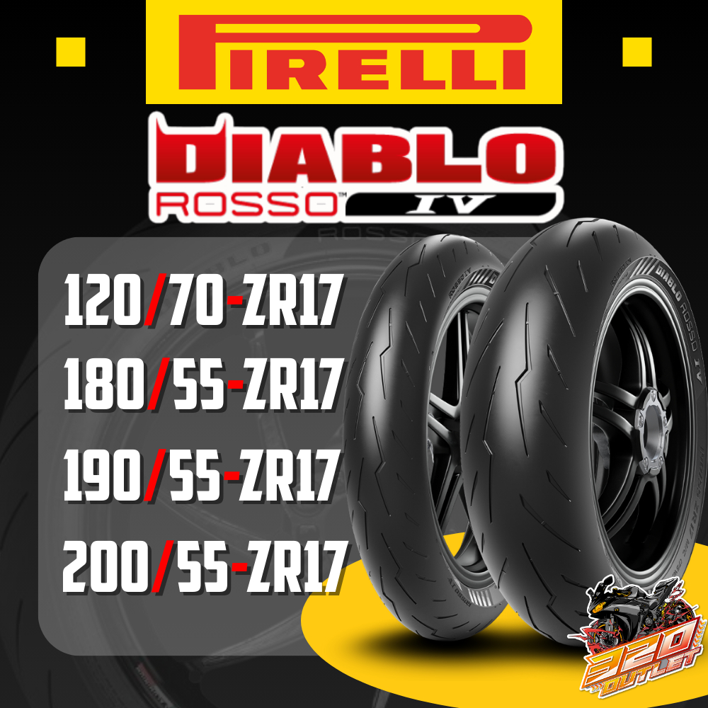 ยาง PIRELLI DIABLO ROSSO 4 ขอบ 17 ยางเส้นเดี่ยว ส่งไว!! 320SP.OUTLET!!
